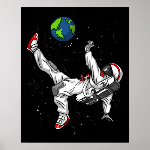 Raum-Astronauten-Fußball-Fußball kosmisch Poster