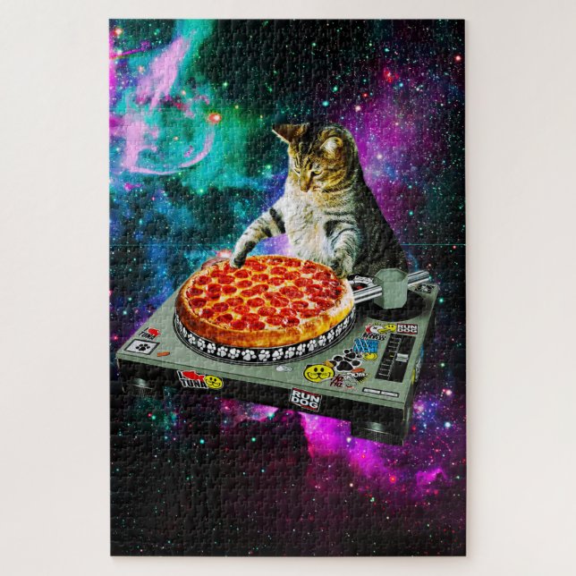Raum-DJ-Katzenpizza Puzzle (Vertikal)