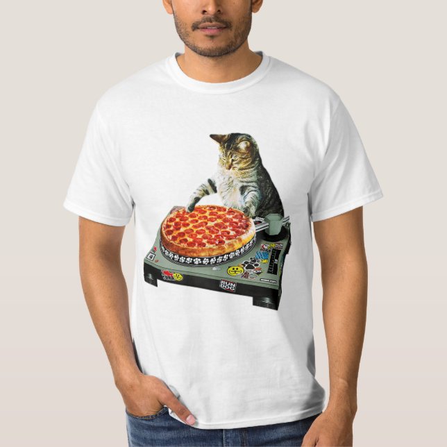 Raum-DJ-Katzenpizza T-Shirt (Vorderseite)