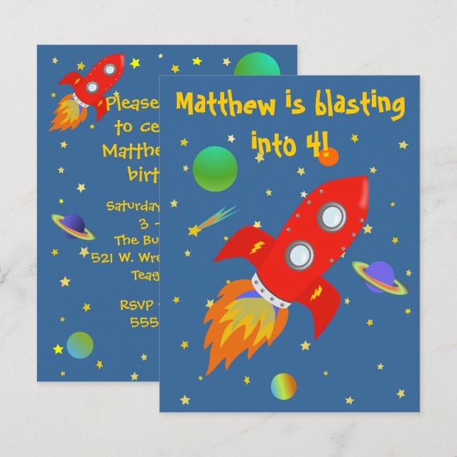 Raum-Forscher-kleine Einladung (Vorne/Hinten)