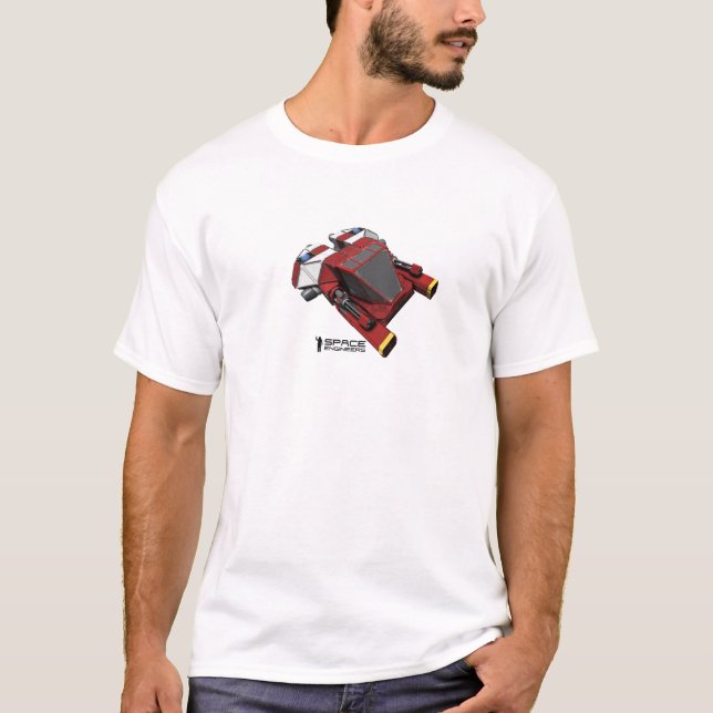 Raum führt T - Shirt - rotes kleines Schiff aus (Vorderseite)