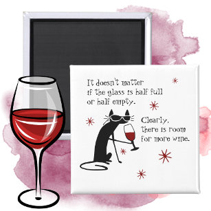 Raum für mehr Wein Zitat mit Cat Magnet