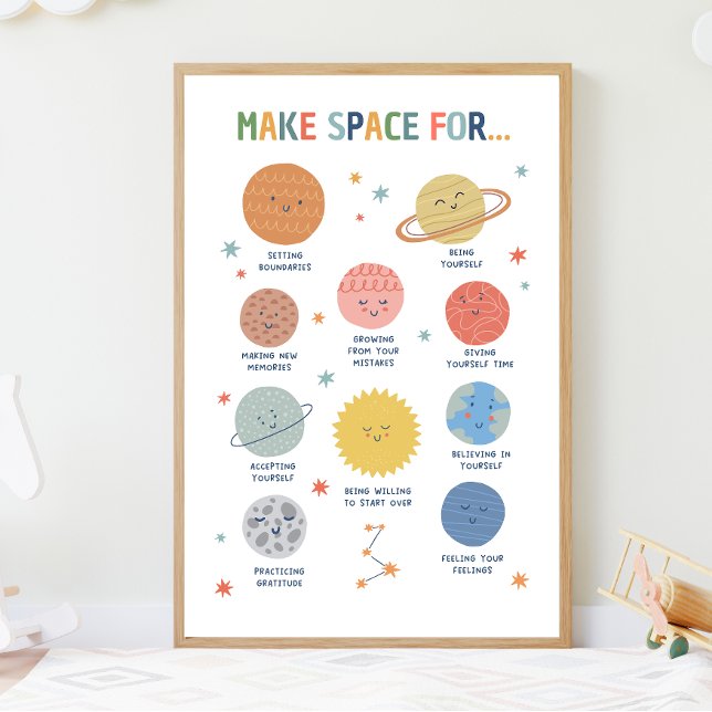 Raum für soziales Lernen schaffen Poster (Make Space For Growth Mindset visual aide for the classroom. Part of social emotional learning.)