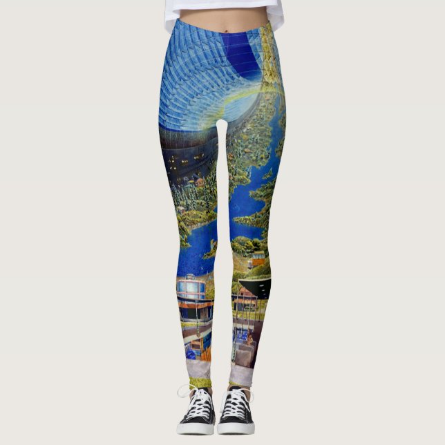 Raum-Kolonien-Grafik/Science Fiction-Kunst Leggings (Vorderseite)