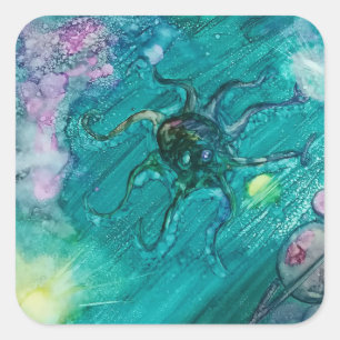 Raum-Kraken Quadratischer Aufkleber