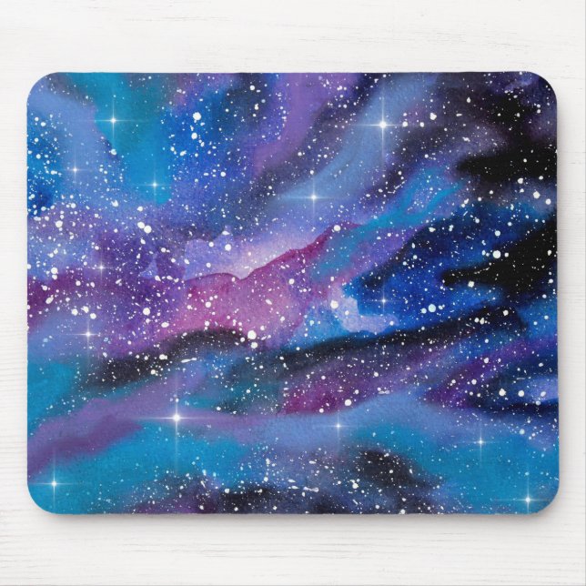 Raum-Kunst-Aquarell-Galaxie Mousepad (Vorne)