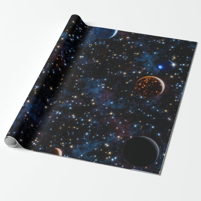 Raum mit Galaxien, Sternen und Planeten Geschenkpapier (Ungerollt)