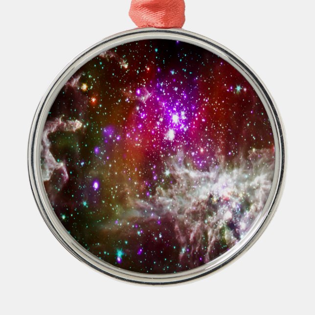 Raum - Pacman Nebula Silbernes Ornament (Vorne)