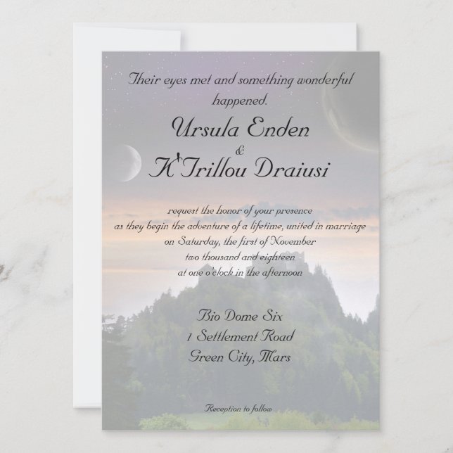 Raum-themenorientierte Hochzeits-Einladung Einladung (Vorderseite)