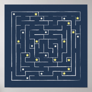 Raum und Sterne Labyrinth. Navy Labyrinth. Kinders Poster