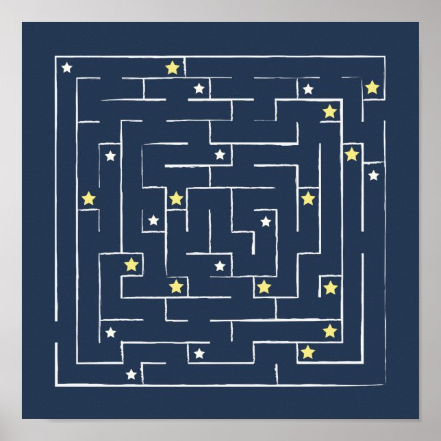 Raum und Sterne Labyrinth. Navy Labyrinth. Kinders Poster (Vorne)