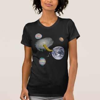 Raum-Wurm, der Erde isst T-Shirt