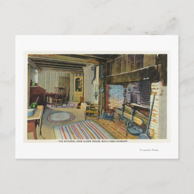 Räume Küche Aussicht auf das John Alden House Postkarte (Vorderseite)
