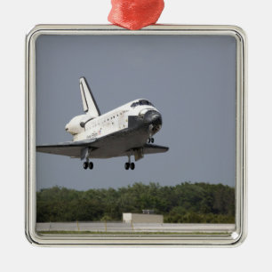 Raumfähre-Entdeckung nähert sich Landung 2 Silbernes Ornament