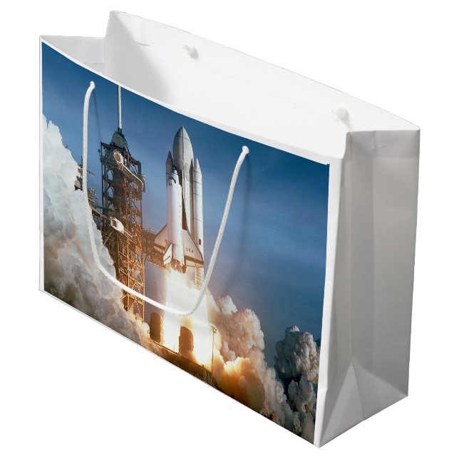 Raumfähre hebt weg große geschenktüte (Vorderseite Schrägansicht)