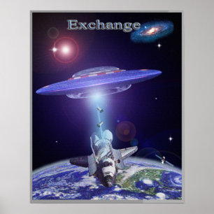 Raumfähre-UFO-Austausch Poster