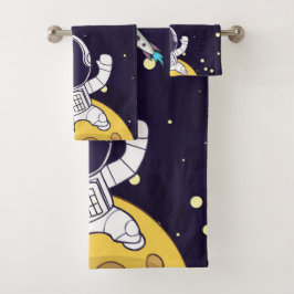 Raumfahrer im Weltraum Badhandtuch Set