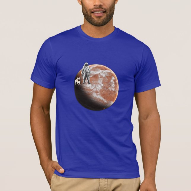 Raumfahrer mit Kleinhund T-Shirt (Vorderseite)