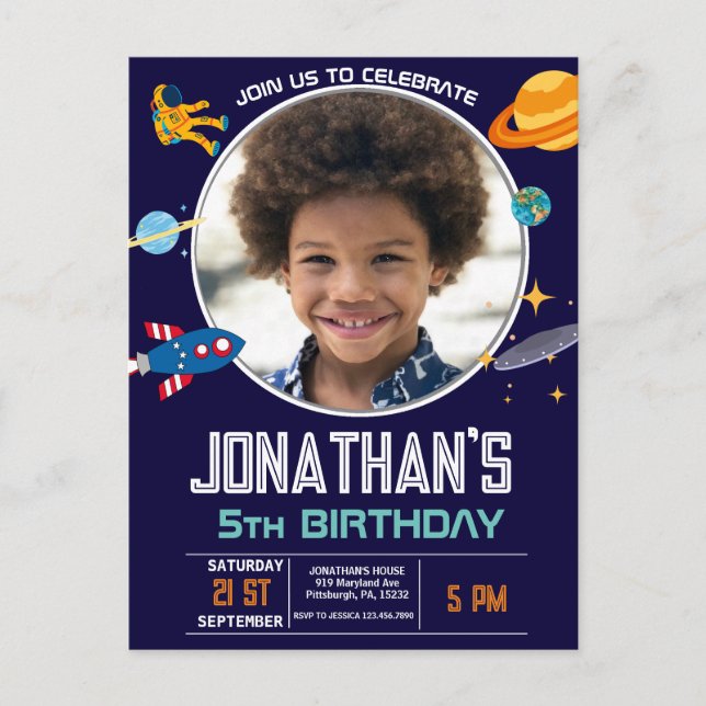 Raumfahrt-Party Postkarte (Vorderseite)