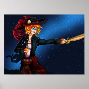 Raumfahrt-Pirate und Raumkat Poster