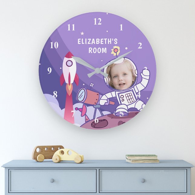 Raumfahrtaktivitäten Anzug für Foto Kids Room Große Wanduhr (Von Creator hochgeladen)