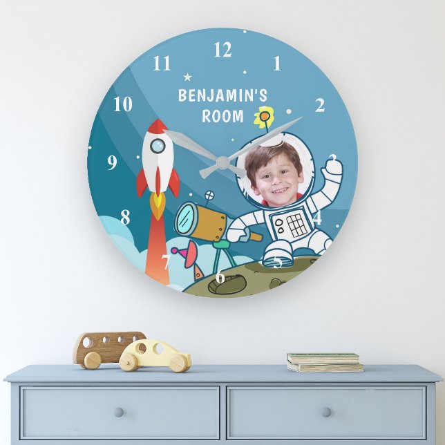 Raumfahrtaktivitäten Anzug für Foto Kids Room Große Wanduhr (Von Creator hochgeladen)