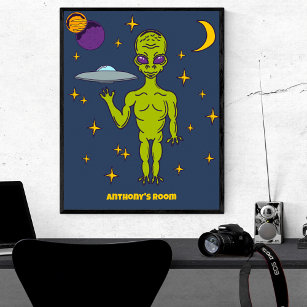 Raumfahrtpolitik - Alien mit Flying Saucer Persona Poster