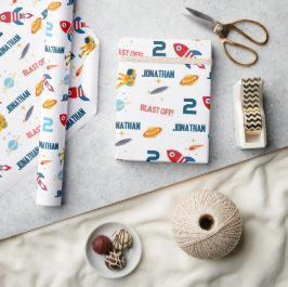Raumfahrtspartei Erster Geburtstag Geschenkpapier