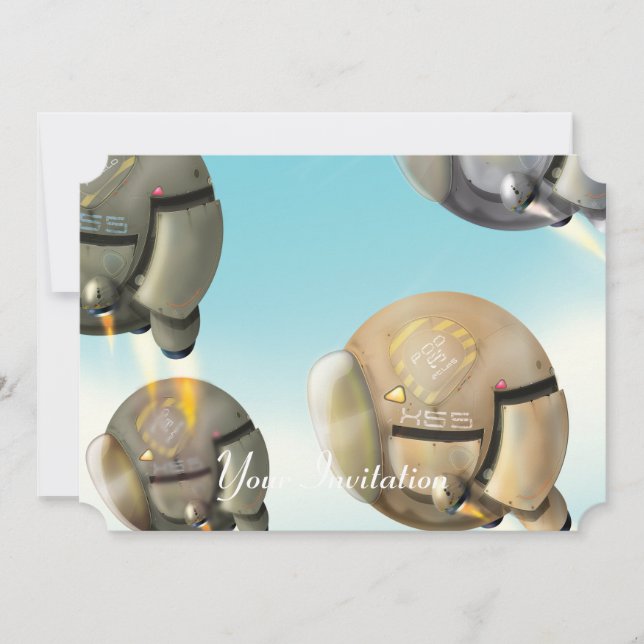 Raumfahrzeuge, die durch den Planeten fliegen Einladung (Vorderseite)