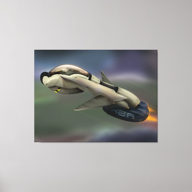 Raumfahrzeuge, die durch den Planeten fliegen Leinwanddruck (Vorderseite)