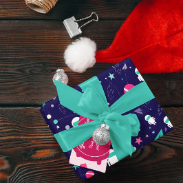 Raumflugzeug-Cartoon-Muster Geschenkpapier