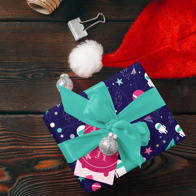 Raumflugzeug-Cartoon-Muster Geschenkpapier (space astronaut birthday packing gift wrap,gift wrapping paper,return gift wrap paper,paper gift)