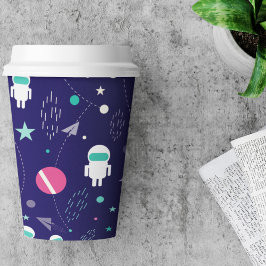 Raumflugzeug-Cartoon-Muster Pappbecher