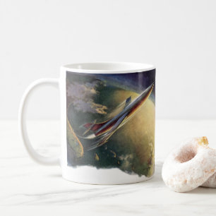 Raumflugzeug-Erde der Vintagen Science Fiction Kaffeetasse