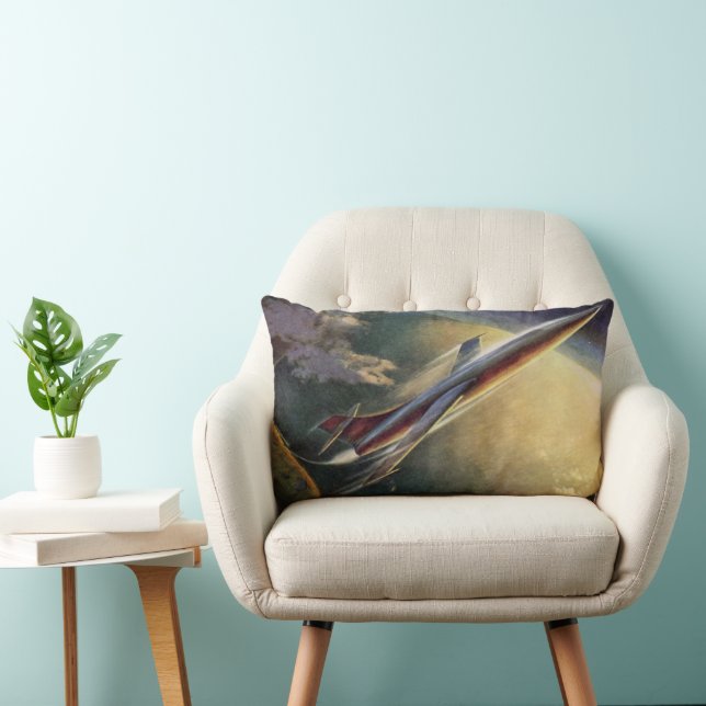 Raumflugzeug-Erde der Vintagen Science Fiction Lendenkissen (Stuhl )