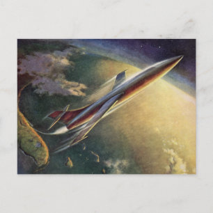 Raumflugzeug-Erde der Vintagen Science Fiction Postkarte