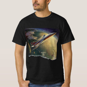 Raumflugzeug-Erde der Vintagen Science Fiction T-Shirt