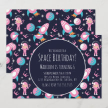 Raumgalaxie Pink Princess Astronaut Geburtstag