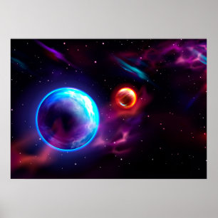 Raumgalaxie Planeten Poster