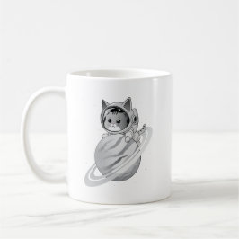 Raumkatze Astronaut mit Planet Saturn Kaffeetasse