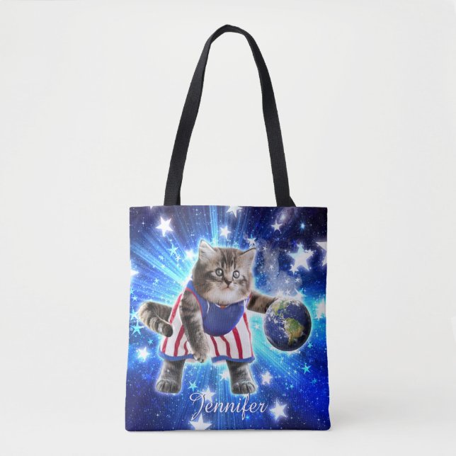 Raumkatze spielt Basketball (Vorderseite)