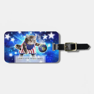 Raumkatze spielt Basketball Gepäckanhänger