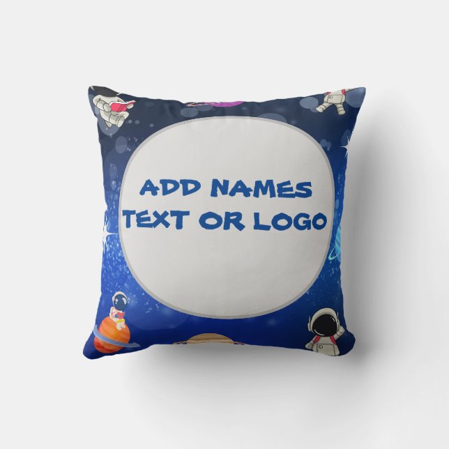 Raumkatzenastronauten Stars Planets Blue Kissen (Rückseite)