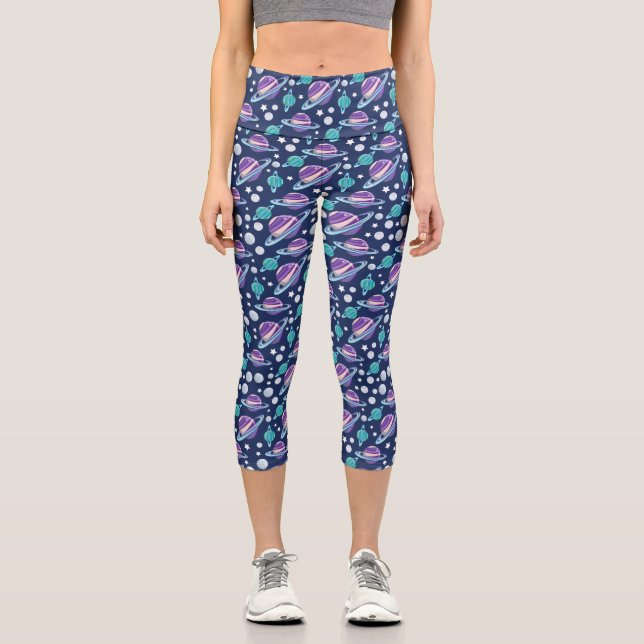 Raummuster, Planeten, Sterne, Galaxie, Kosmos Capri Leggings (Vorderseite)