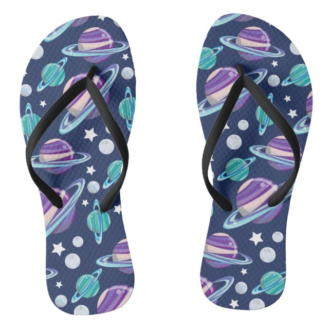Raummuster, Planeten, Sterne, Galaxie, Kosmos Flip Flops (Fußbett)