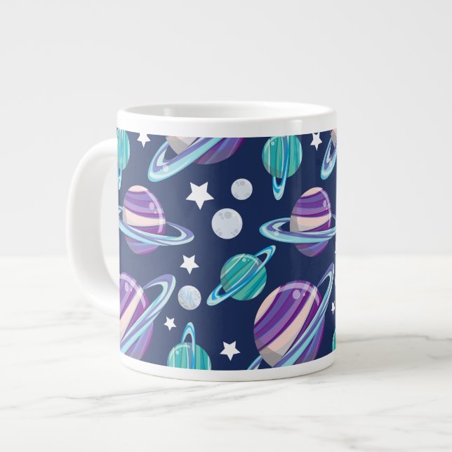 Raummuster, Planeten, Sterne, Galaxie, Kosmos Jumbo-Tasse (Vorderseite Links)