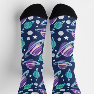 Raummuster, Planeten, Sterne, Galaxie, Kosmos Socken