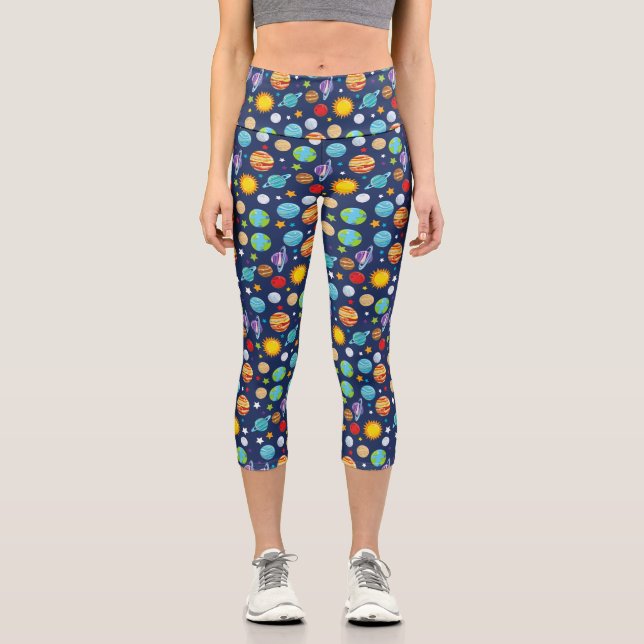 Raummuster, Planeten, Sterne, Kosmos, Galaxie Capri Leggings (Vorderseite)