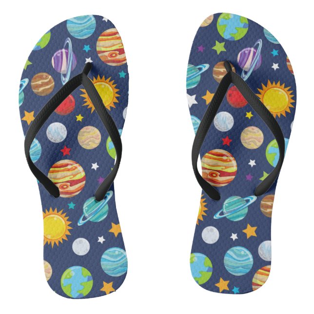 Raummuster, Planeten, Sterne, Kosmos, Galaxie Flip Flops (Fußbett)