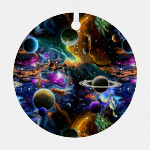 Raumnebel und Planeten Ornament Aus Metall